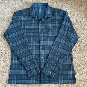 Kuhl Men’s Blue Plaid Flannel Button Up Shirt - XL - Utility Outdoors Workwear